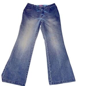 Westport Women's Blue Jeans Size 12 High-Rise Wide Leg Stretch Denim Med Wash